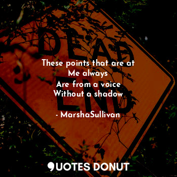  These points that are at
Me always
Are from a voice
Without a shadow... - MarshaSullivan - Quotes Donut