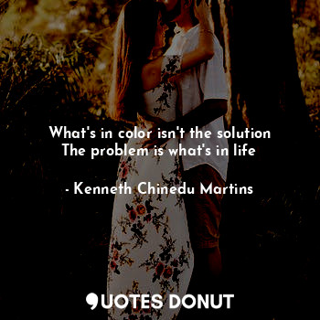  What's in color isn't the solution
The problem is what's in life... - Kenneth Chinedu Martins - Quotes Donut