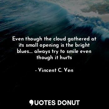 Even though the cloud gathered at its small opening is the bright blues.... always try to smile even though it hurts