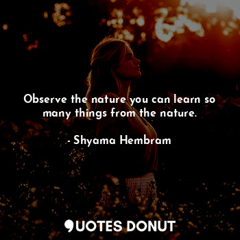 Observe the nature you can learn so many things from the nature.