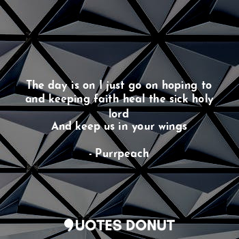  The day is on I just go on hoping to and keeping faith heal the sick holy lord
A... - Purrpeach - Quotes Donut