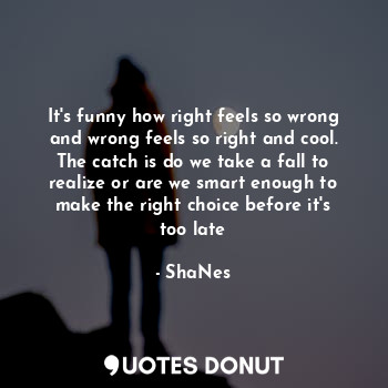  It's funny how right feels so wrong and wrong feels so right and cool. The catch... - ShaNes - Quotes Donut