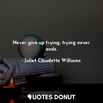  Never give up trying, trying never ends.... - Juliet Claudette Williams - Quotes Donut