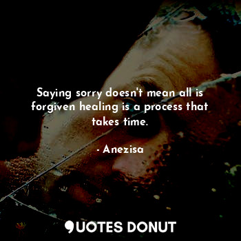  Saying sorry doesn't mean all is forgiven healing is a process that takes time.... - Anezisa - Quotes Donut