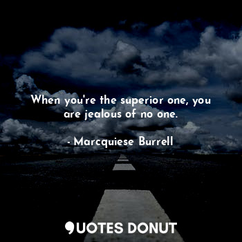  When you're the superior one, you are jealous of no one.... - Marcquiese Burrell - Quotes Donut
