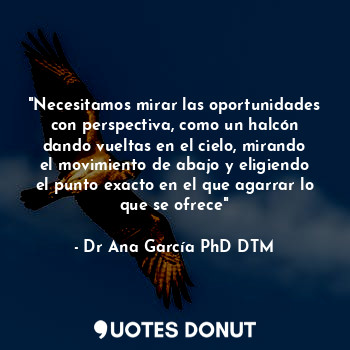  "Necesitamos mirar las oportunidades con perspectiva, como un halcón dando vuelt... - Dr Ana García PhD DTM - Quotes Donut