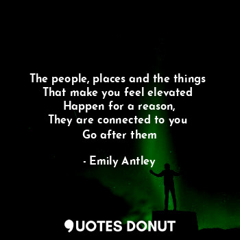 The people, places and the things 
That make you feel elevated 
Happen for a reason,
They are connected to you 
Go after them