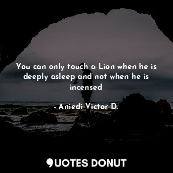 You can only touch a Lion when he is deeply asleep and not when he is incensed