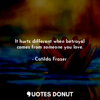  It hurts different when betrayal comes from someone you love.... - Catilda Frazer - Quotes Donut