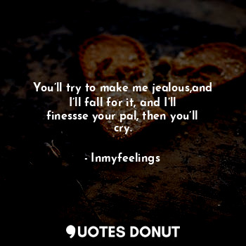  You’ll try to make me jealous,and I’ll fall for it, and I’ll finessse your pal, ... - Inmyfeelings - Quotes Donut