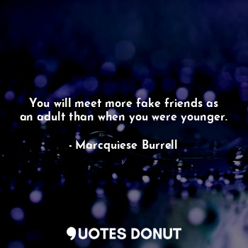You will meet more fake friends as an adult than when you were younger.