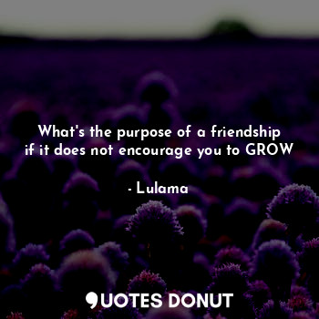  What's the purpose of a friendship if it does not encourage you to GROW... - Lulama - Quotes Donut