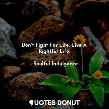  Don't Fight For Life, Live A Rightful Life.... - Soulful Indulgence - Quotes Donut