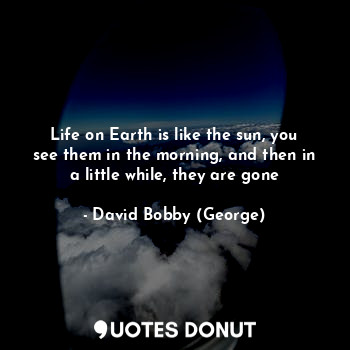  Life on Earth is like the sun, you see them in the morning, and then in a little... - David Bobby (George) - Quotes Donut