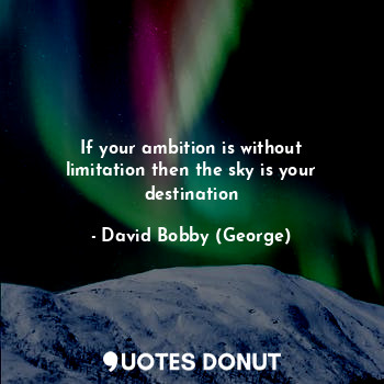If your ambition is without limitation then the sky is your destination