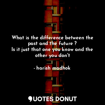  What is the difference between the past and the future ?
Is it just that one you... - harish madhok - Quotes Donut