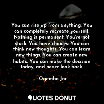  You can rise up from anything. You can completely recreate yourself. Nothing is ... - Ogembo Jnr - Quotes Donut