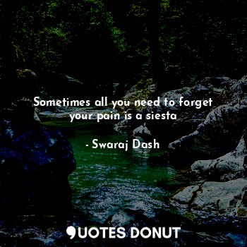  Sometimes all you need to forget your pain is a siesta... - Swaraj Dash - Quotes Donut