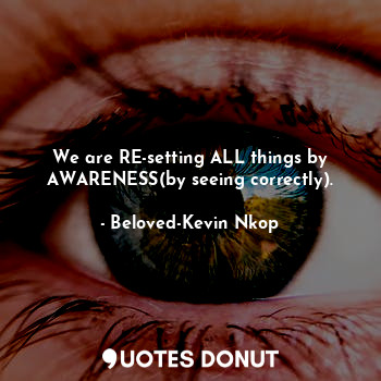  We are RE-setting ALL things by AWARENESS(by seeing correctly).... - Beloved-Kevin Nkop - Quotes Donut