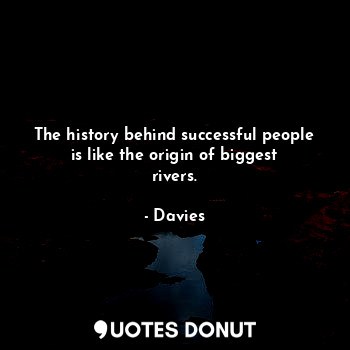  The history behind successful people is like the origin of biggest rivers.... - Davies - Quotes Donut