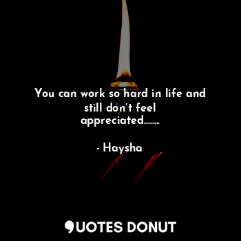  You can work so hard in life and still don’t feel appreciated........... - Haysha - Quotes Donut