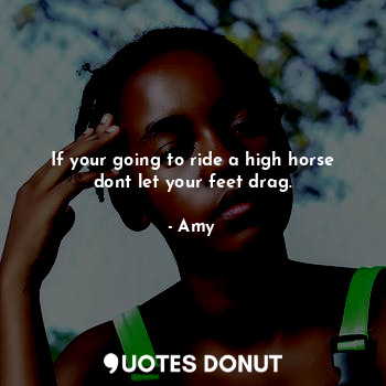  If your going to ride a high horse dont let your feet drag.... - Amy - Quotes Donut