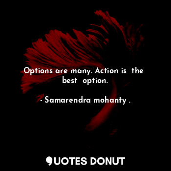 Options are many. Action is  the  best  option.