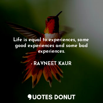 Life is equal to experiences, some good experiences and some bad experiences.