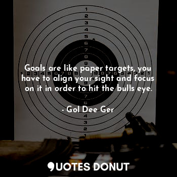 Goals are like paper targets, you have to align your sight and focus on it in order to hit the bulls eye.