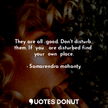 They are all  good. Don't disturb  them. If  you   are disturbed find  your  own... - Samarendra mohanty - Quotes Donut